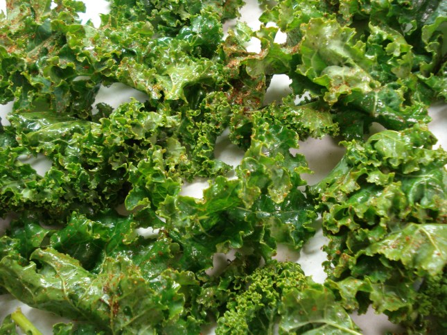 Kale Chips ready for the oven