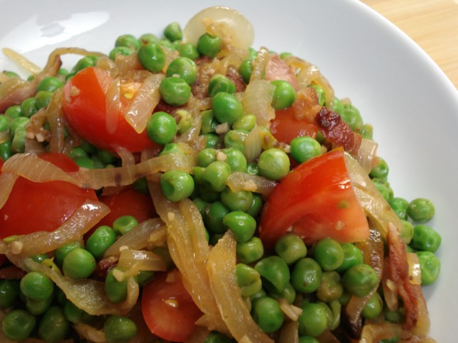 Peas, Bacon and Tomatoes